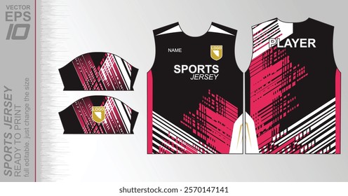 Modern ready-to-print jersey design with dynamic lines and vibrant colors. Perfect for football, basketball, cycling, or sportswear. High-quality, customizable vector file for instant printing.