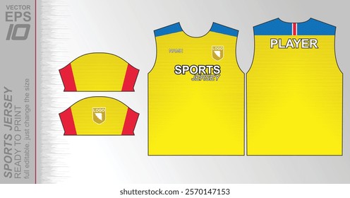 Modern ready-to-print jersey design with dynamic lines and vibrant colors. Perfect for football, basketball, cycling, or sportswear. High-quality, customizable vector file for instant printing.