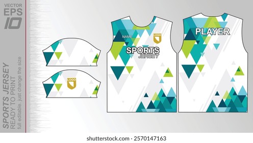 Modern ready-to-print jersey design with dynamic lines and vibrant colors. Perfect for football, basketball, cycling, or sportswear. High-quality, customizable vector file for instant printing.