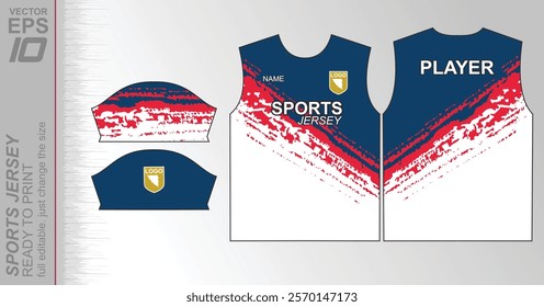 Modern ready-to-print jersey design with dynamic lines and vibrant colors. Perfect for football, basketball, cycling, or sportswear. High-quality, customizable vector file for instant printing.