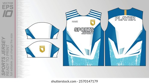 Modern ready-to-print jersey design with dynamic lines and vibrant colors. Perfect for football, basketball, cycling, or sportswear. High-quality, customizable vector file for instant printing.