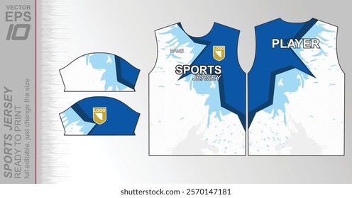 Modern ready-to-print jersey design with dynamic lines and vibrant colors. Perfect for football, basketball, cycling, or sportswear. High-quality, customizable vector file for instant printing.