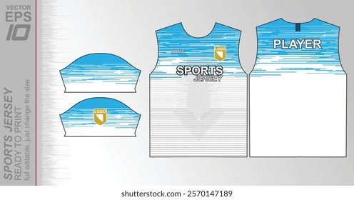 Modern ready-to-print jersey design with dynamic lines and vibrant colors. Perfect for football, basketball, cycling, or sportswear. High-quality, customizable vector file for instant printing.