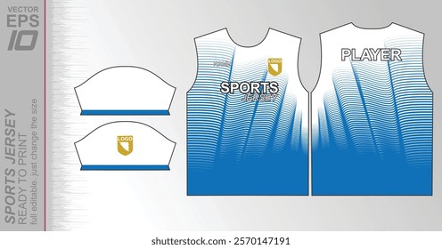 Modern ready-to-print jersey design with dynamic lines and vibrant colors. Perfect for football, basketball, cycling, or sportswear. High-quality, customizable vector file for instant printing.