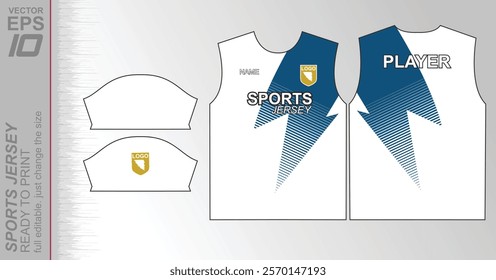 Modern ready-to-print jersey design with dynamic lines and vibrant colors. Perfect for football, basketball, cycling, or sportswear. High-quality, customizable vector file for instant printing.