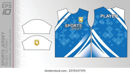 Modern ready-to-print jersey design with dynamic lines and vibrant colors. Perfect for football, basketball, cycling, or sportswear. High-quality, customizable vector file for instant printing.