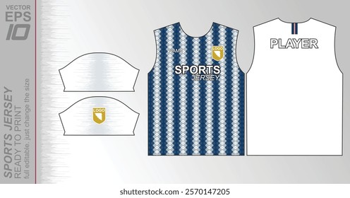 Modern ready-to-print jersey design with dynamic lines and vibrant colors. Perfect for football, basketball, cycling, or sportswear. High-quality, customizable vector file for instant printing.