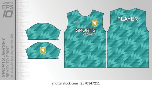 Modern ready-to-print jersey design with dynamic lines and vibrant colors. Perfect for football, basketball, cycling, or sportswear. High-quality, customizable vector file for instant printing.