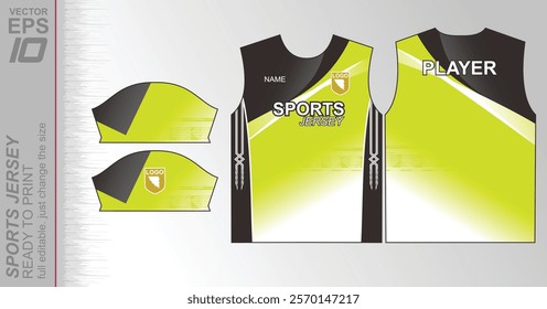 Modern ready-to-print jersey design with dynamic lines and vibrant colors. Perfect for football, basketball, cycling, or sportswear. High-quality, customizable vector file for instant printing.