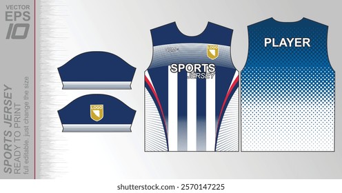 Modern ready-to-print jersey design with dynamic lines and vibrant colors. Perfect for football, basketball, cycling, or sportswear. High-quality, customizable vector file for instant printing.