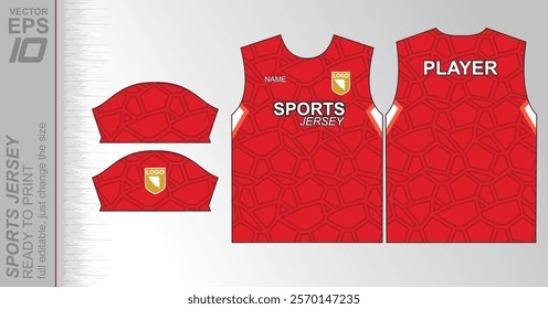 Modern ready-to-print jersey design with dynamic lines and vibrant colors. Perfect for football, basketball, cycling, or sportswear. High-quality, customizable vector file for instant printing.