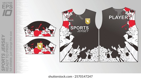 Modern ready-to-print jersey design with dynamic lines and vibrant colors. Perfect for football, basketball, cycling, or sportswear. High-quality, customizable vector file for instant printing.