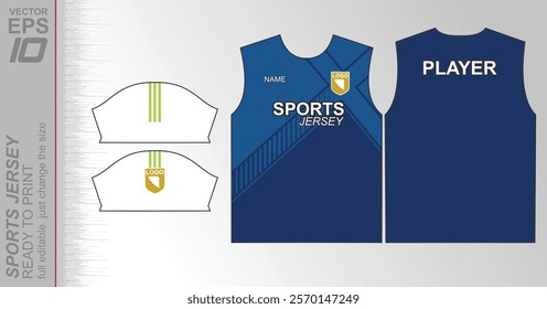 Modern ready-to-print jersey design with dynamic lines and vibrant colors. Perfect for football, basketball, cycling, or sportswear. High-quality, customizable vector file for instant printing.