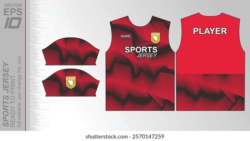 Modern ready-to-print jersey design with dynamic lines and vibrant colors. Perfect for football, basketball, cycling, or sportswear. High-quality, customizable vector file for instant printing.