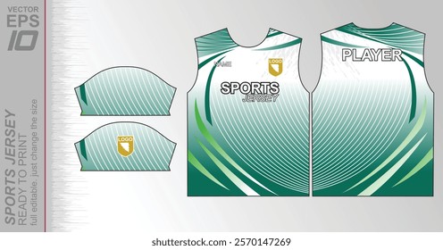 Modern ready-to-print jersey design with dynamic lines and vibrant colors. Perfect for football, basketball, cycling, or sportswear. High-quality, customizable vector file for instant printing.