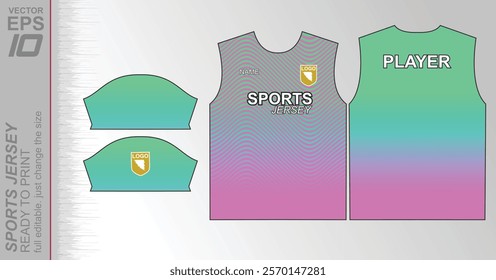 Modern ready-to-print jersey design with dynamic lines and vibrant colors. Perfect for football, basketball, cycling, or sportswear. High-quality, customizable vector file for instant printing.