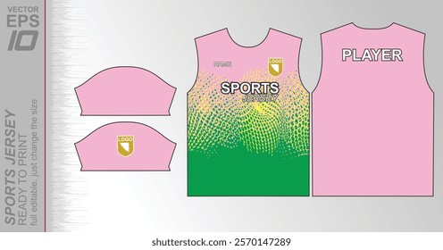 Modern ready-to-print jersey design with dynamic lines and vibrant colors. Perfect for football, basketball, cycling, or sportswear. High-quality, customizable vector file for instant printing.