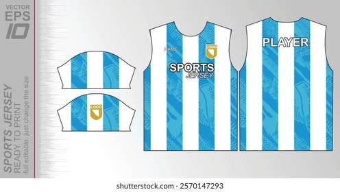 Modern ready-to-print jersey design with dynamic lines and vibrant colors. Perfect for football, basketball, cycling, or sportswear. High-quality, customizable vector file for instant printing.