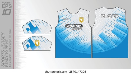 Modern ready-to-print jersey design with dynamic lines and vibrant colors. Perfect for football, basketball, cycling, or sportswear. High-quality, customizable vector file for instant printing.