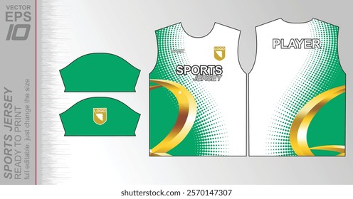 Modern ready-to-print jersey design with dynamic lines and vibrant colors. Perfect for football, basketball, cycling, or sportswear. High-quality, customizable vector file for instant printing.