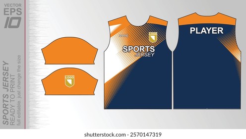 Modern ready-to-print jersey design with dynamic lines and vibrant colors. Perfect for football, basketball, cycling, or sportswear. High-quality, customizable vector file for instant printing.