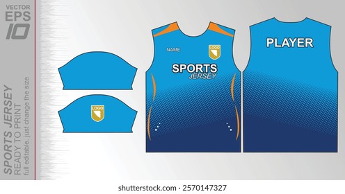 Modern ready-to-print jersey design with dynamic lines and vibrant colors. Perfect for football, basketball, cycling, or sportswear. High-quality, customizable vector file for instant printing.