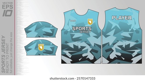 Modern ready-to-print jersey design with dynamic lines and vibrant colors. Perfect for football, basketball, cycling, or sportswear. High-quality, customizable vector file for instant printing.