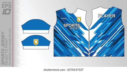 Modern ready-to-print jersey design with dynamic lines and vibrant colors. Perfect for football, basketball, cycling, or sportswear. High-quality, customizable vector file for instant printing.