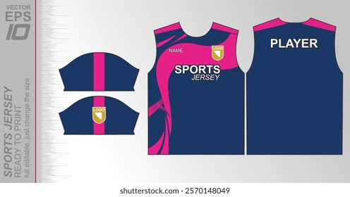 Modern ready-to-print jersey design with dynamic lines and vibrant colors. Perfect for football, basketball, cycling, or sportswear. High-quality, customizable vector file for instant printing.