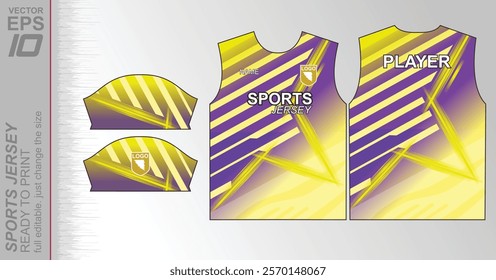 Modern ready-to-print jersey design with dynamic lines and vibrant colors. Perfect for football, basketball, cycling, or sportswear. High-quality, customizable vector file for instant printing.