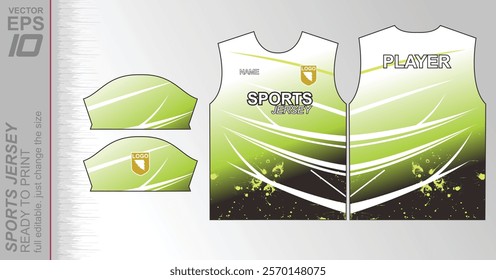 Modern ready-to-print jersey design with dynamic lines and vibrant colors. Perfect for football, basketball, cycling, or sportswear. High-quality, customizable vector file for instant printing.