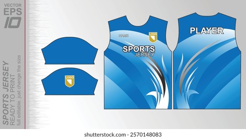 Modern ready-to-print jersey design with dynamic lines and vibrant colors. Perfect for football, basketball, cycling, or sportswear. High-quality, customizable vector file for instant printing.