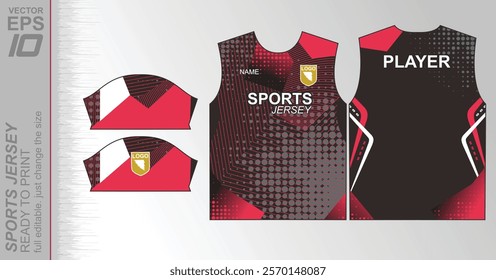 Modern ready-to-print jersey design with dynamic lines and vibrant colors. Perfect for football, basketball, cycling, or sportswear. High-quality, customizable vector file for instant printing.