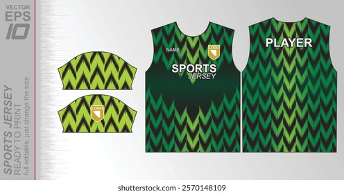 Modern ready-to-print jersey design with dynamic lines and vibrant colors. Perfect for football, basketball, cycling, or sportswear. High-quality, customizable vector file for instant printing.