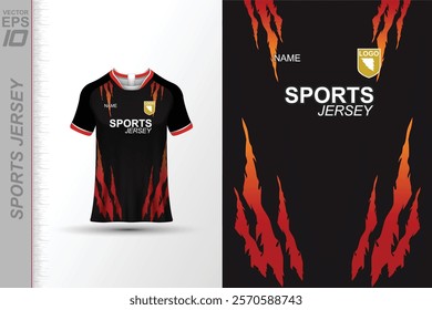 Modern ready-to-print jersey design with dynamic lines and vibrant colors. Perfect for football, basketball, cycling, or sportswear. High-quality, customizable vector file for instant printing.