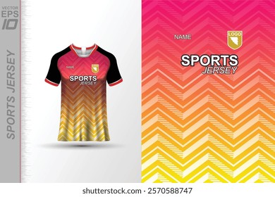 Modern ready-to-print jersey design with dynamic lines and vibrant colors. Perfect for football, basketball, cycling, or sportswear. High-quality, customizable vector file for instant printing.