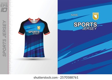 Modern ready-to-print jersey design with dynamic lines and vibrant colors. Perfect for football, basketball, cycling, or sportswear. High-quality, customizable vector file for instant printing.