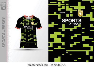 Modern ready-to-print jersey design with dynamic lines and vibrant colors. Perfect for football, basketball, cycling, or sportswear. High-quality, customizable vector file for instant printing.