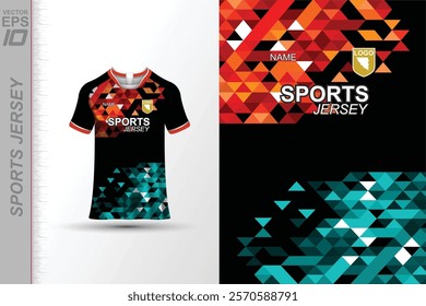 Modern ready-to-print jersey design with dynamic lines and vibrant colors. Perfect for football, basketball, cycling, or sportswear. High-quality, customizable vector file for instant printing.