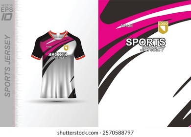 Modern ready-to-print jersey design with dynamic lines and vibrant colors. Perfect for football, basketball, cycling, or sportswear. High-quality, customizable vector file for instant printing.