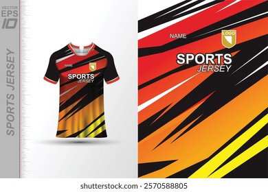 Modern ready-to-print jersey design with dynamic lines and vibrant colors. Perfect for football, basketball, cycling, or sportswear. High-quality, customizable vector file for instant printing.