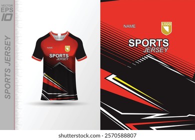 Modern ready-to-print jersey design with dynamic lines and vibrant colors. Perfect for football, basketball, cycling, or sportswear. High-quality, customizable vector file for instant printing.