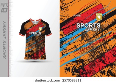 Modern ready-to-print jersey design with dynamic lines and vibrant colors. Perfect for football, basketball, cycling, or sportswear. High-quality, customizable vector file for instant printing.