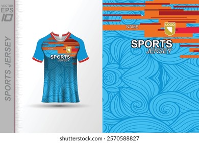 Modern ready-to-print jersey design with dynamic lines and vibrant colors. Perfect for football, basketball, cycling, or sportswear. High-quality, customizable vector file for instant printing.