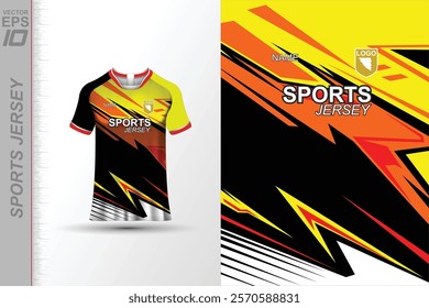 Modern ready-to-print jersey design with dynamic lines and vibrant colors. Perfect for football, basketball, cycling, or sportswear. High-quality, customizable vector file for instant printing.