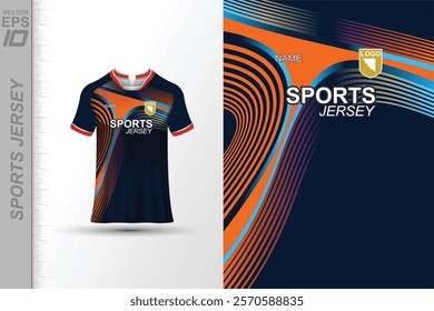 Modern ready-to-print jersey design with dynamic lines and vibrant colors. Perfect for football, basketball, cycling, or sportswear. High-quality, customizable vector file for instant printing.