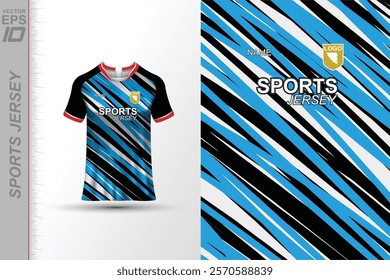 Modern ready-to-print jersey design with dynamic lines and vibrant colors. Perfect for football, basketball, cycling, or sportswear. High-quality, customizable vector file for instant printing.