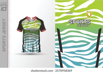 Modern ready-to-print jersey design with dynamic lines and vibrant colors. Perfect for football, basketball, cycling, or sportswear. High-quality, customizable vector file for instant printing.