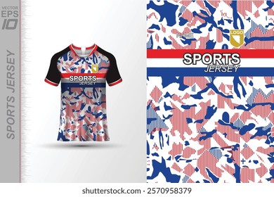 Modern ready-to-print jersey design with dynamic lines and vibrant colors. Perfect for football, basketball, cycling, or sportswear. High-quality, customizable vector file for instant printing.