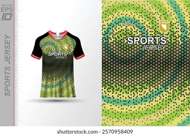 Modern ready-to-print jersey design with dynamic lines and vibrant colors. Perfect for football, basketball, cycling, or sportswear. High-quality, customizable vector file for instant printing.